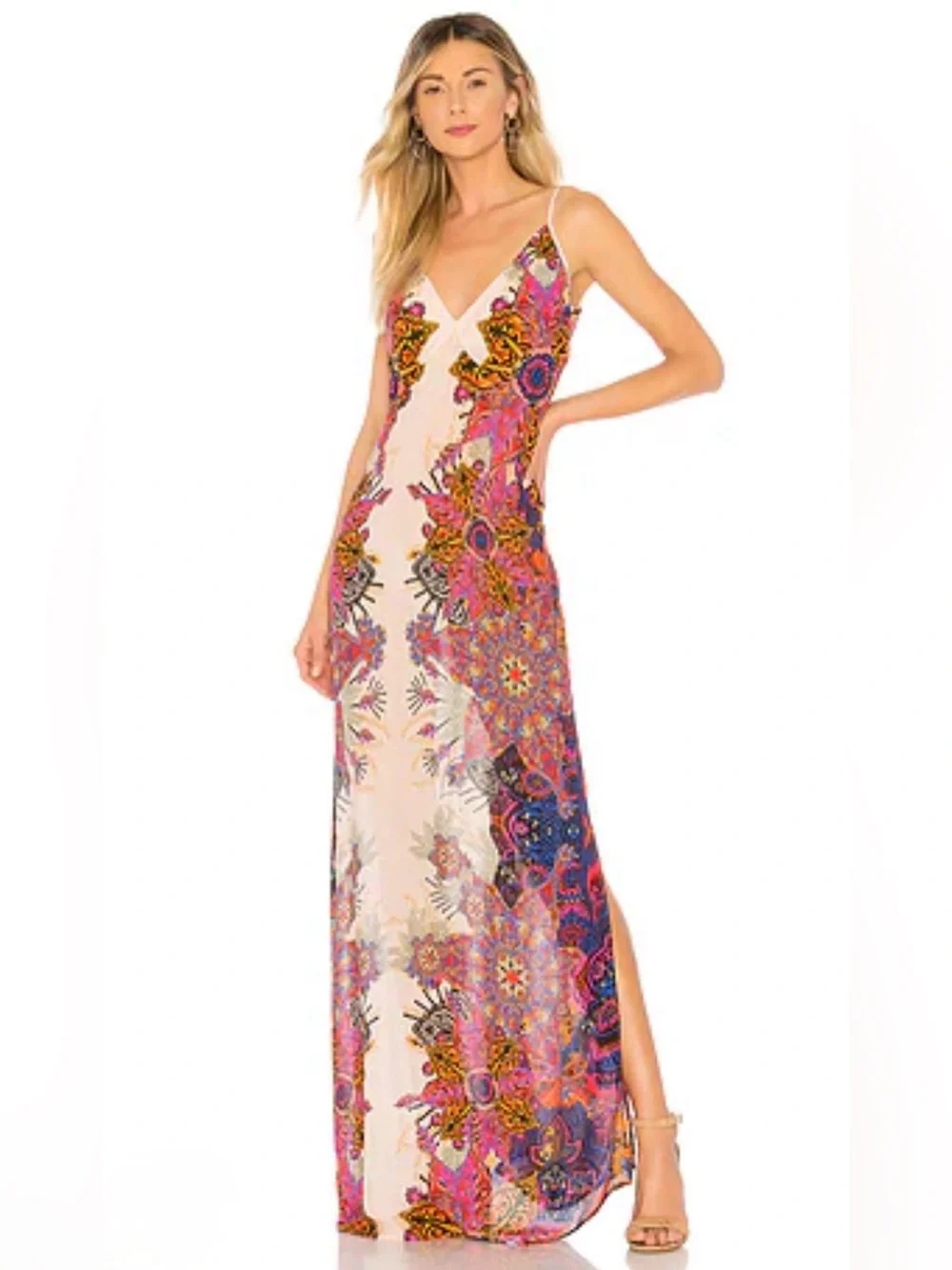 Free People Wildflower Printed Slip Dress in Ivory (modify)